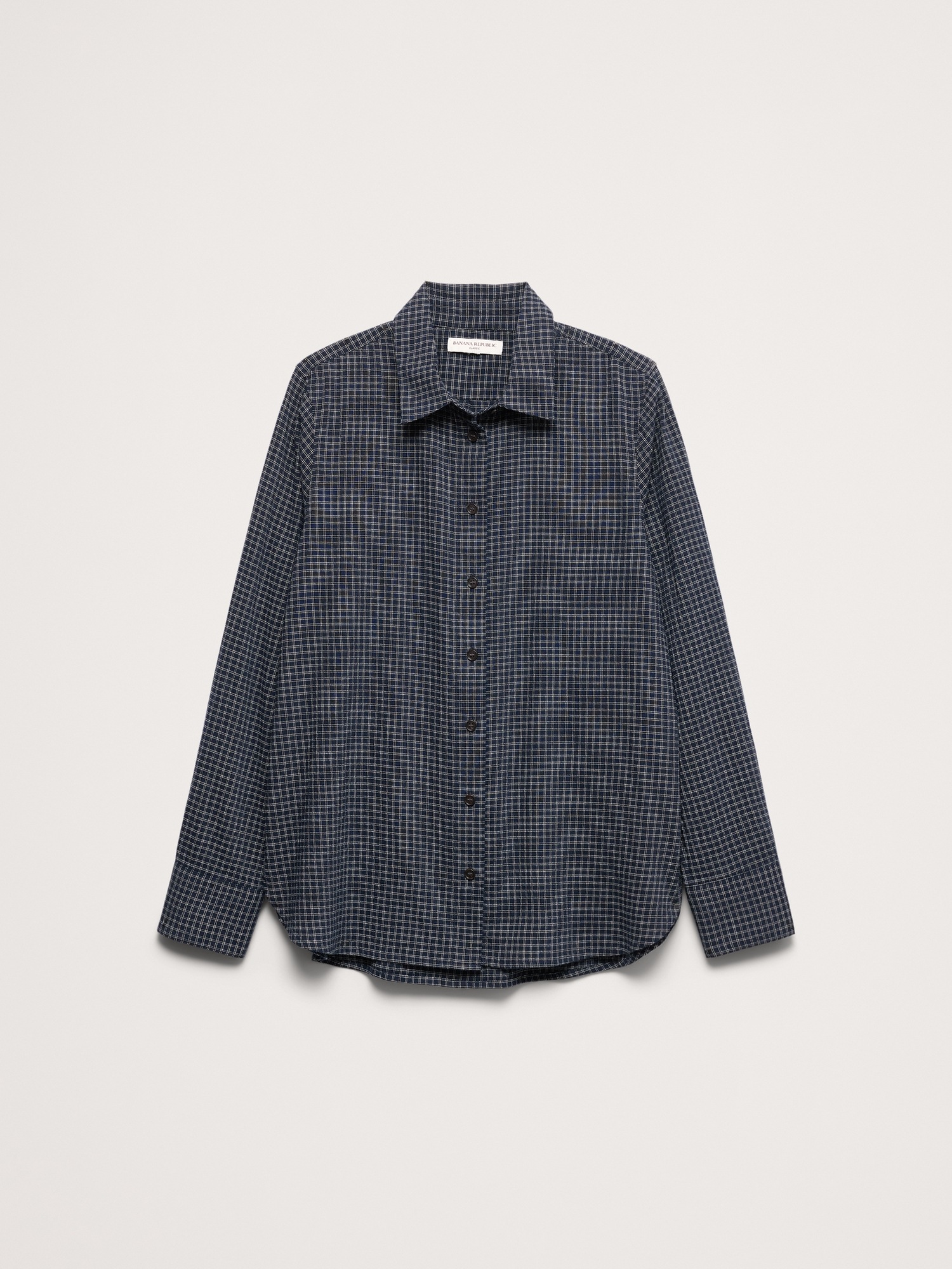 Женская рубашка Banana Republic The Everyday Shirt In Seersucker, цвет: Тёмно-синий — фото 4