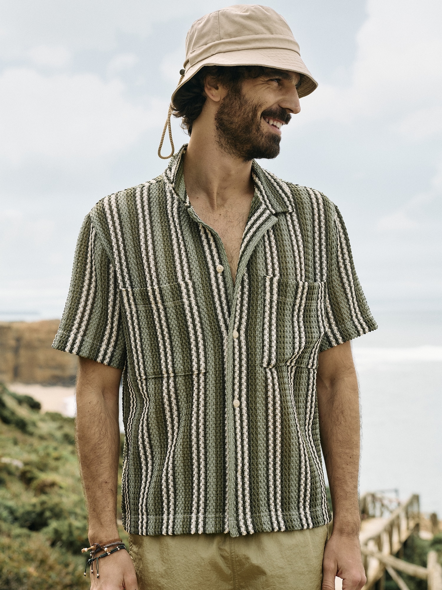 Image number 5 showing, Crochet Stripe Resort Shirt