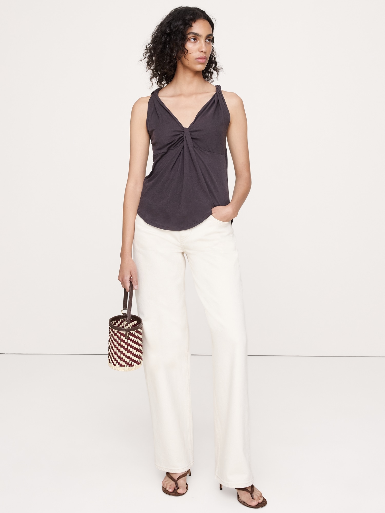 Image number 1 showing, Cotton-Silk Twisted Tank