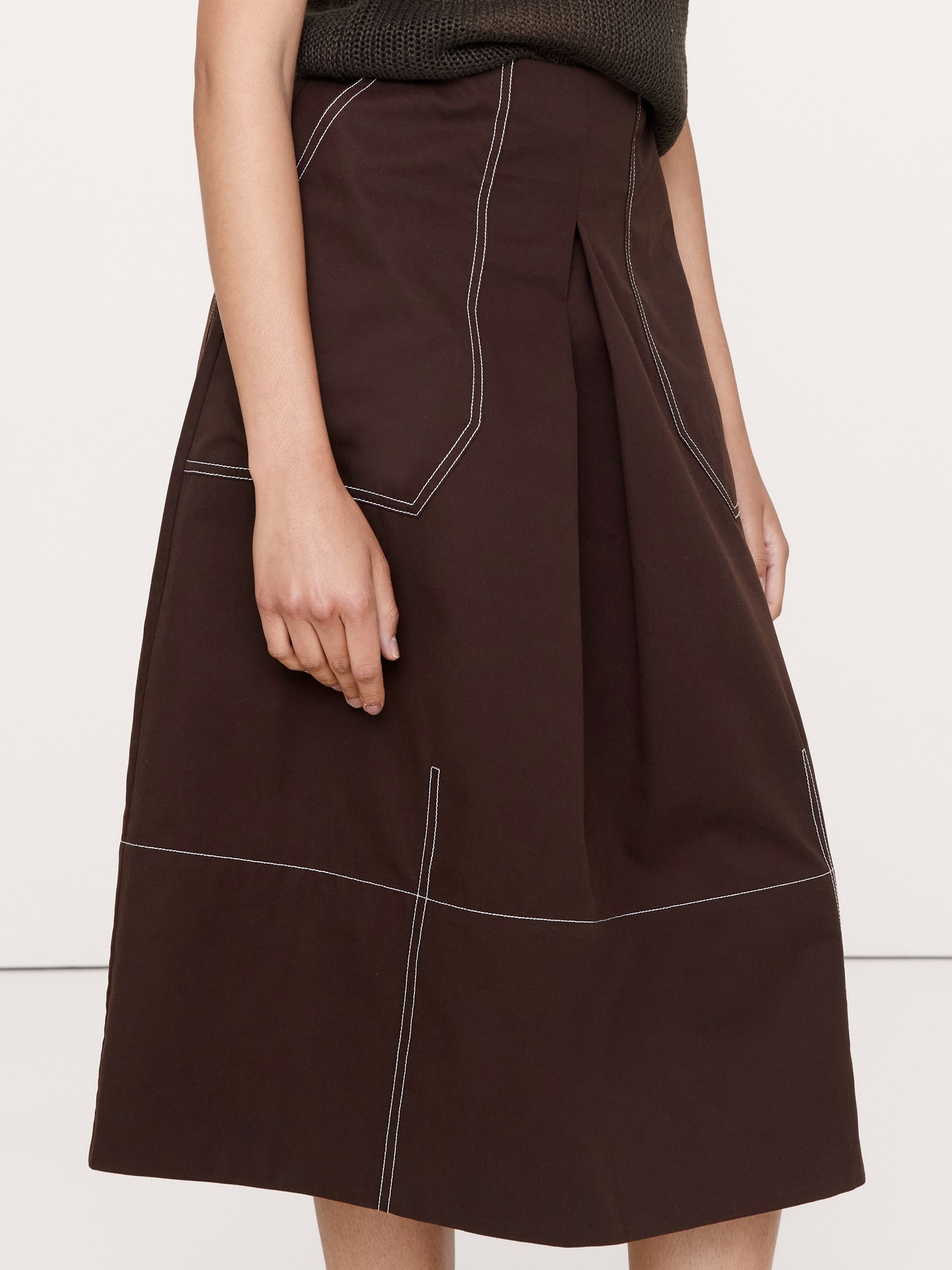 Женская юбка Banana Republic Barrel Midi, цвет: Тёмный шоколадный — фото 3