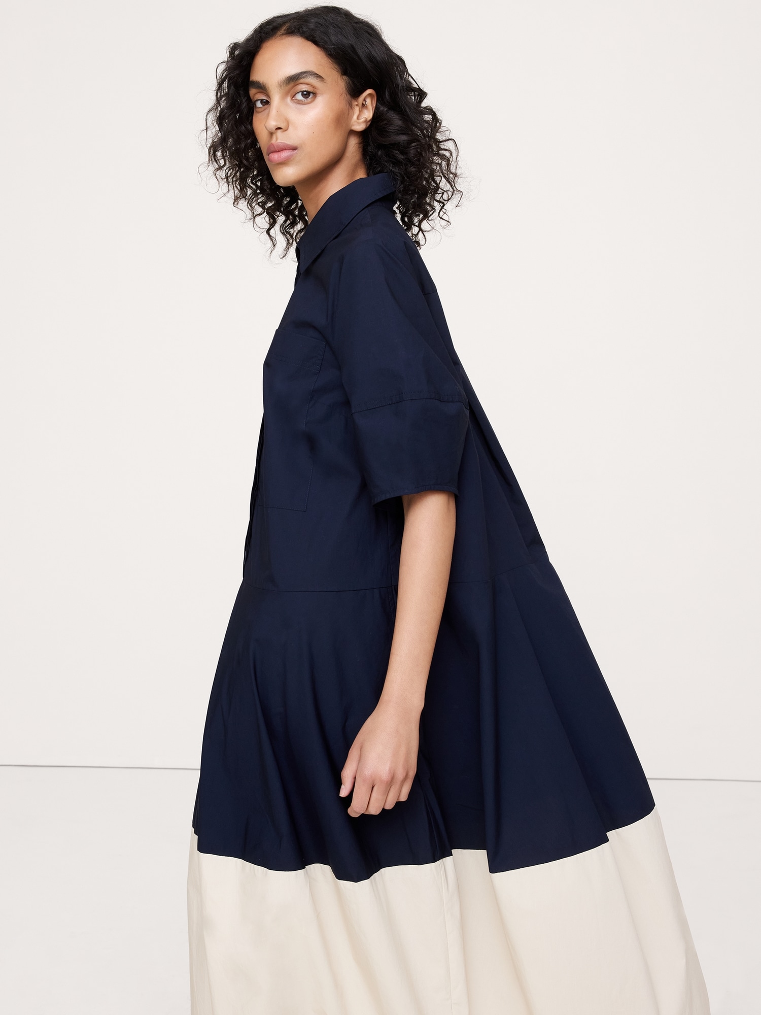 Image number 3 showing, Cotton Poplin Barrel Shirt Dress