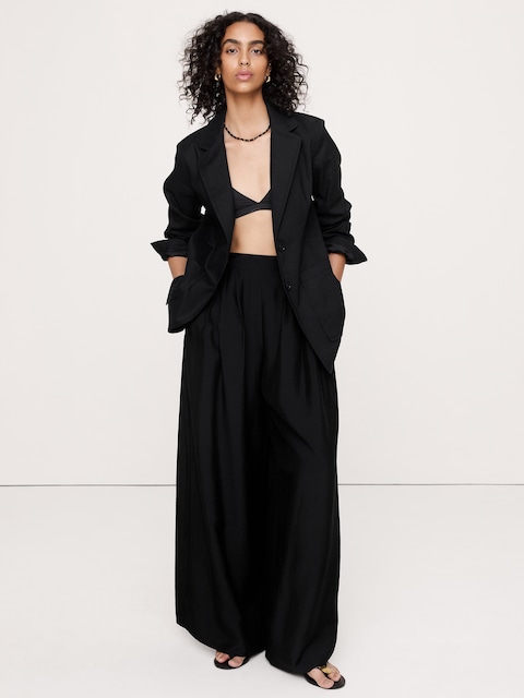 Relaxed Stretch Linen-Viscose Blazer