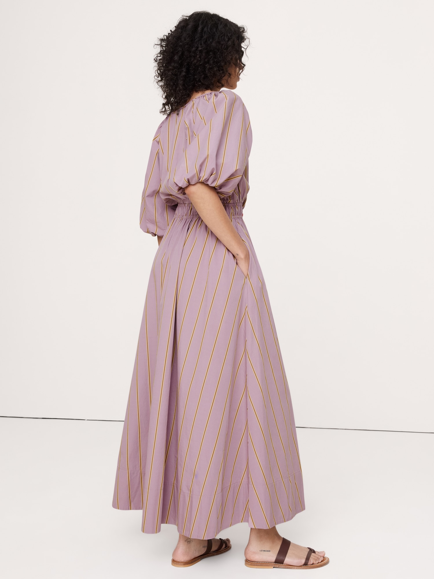 Cotton Poplin Puff-Sleeve Maxi Dress - thumbnail 2