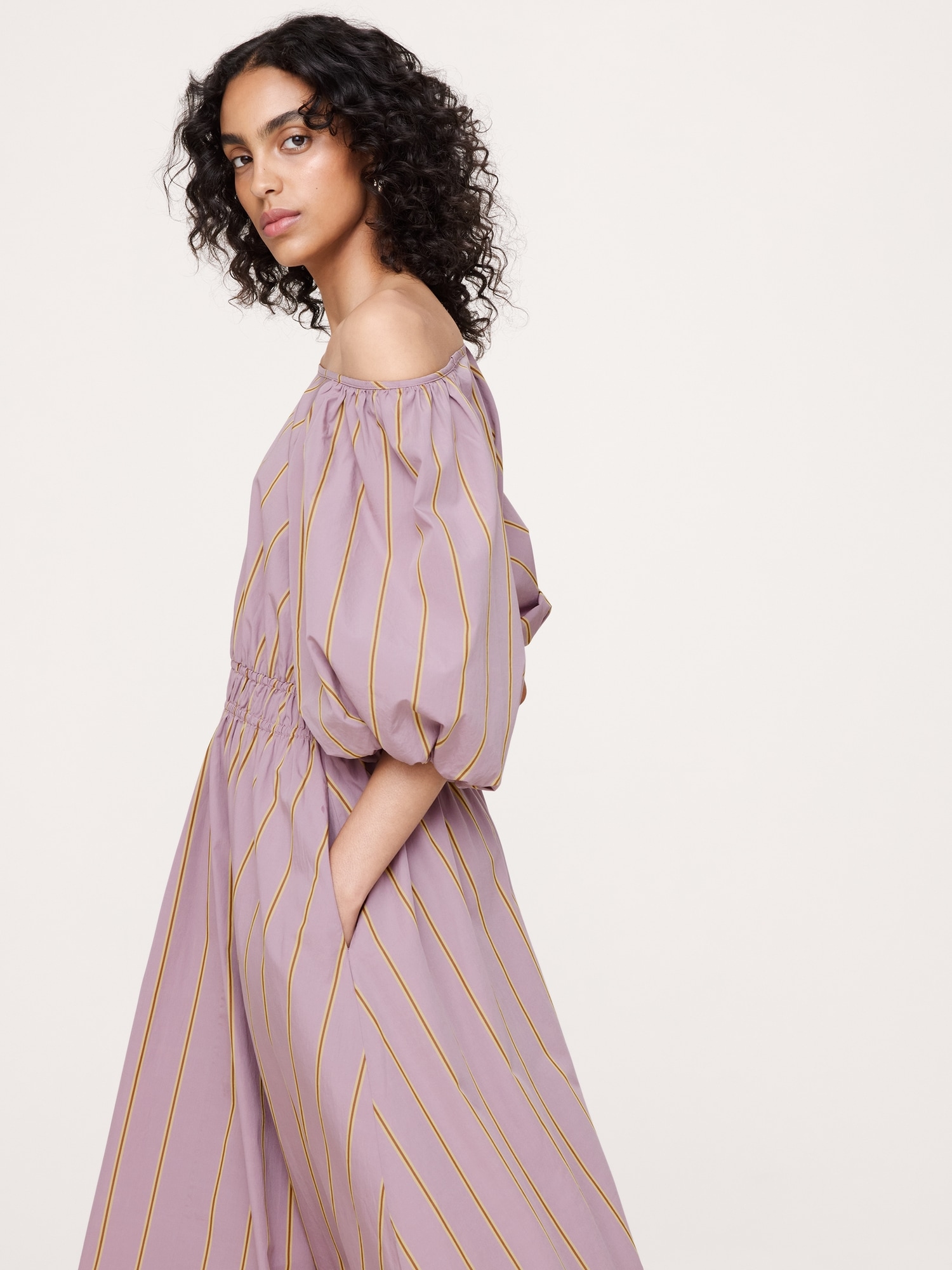 Cotton Poplin Puff-Sleeve Maxi Dress - thumbnail 3