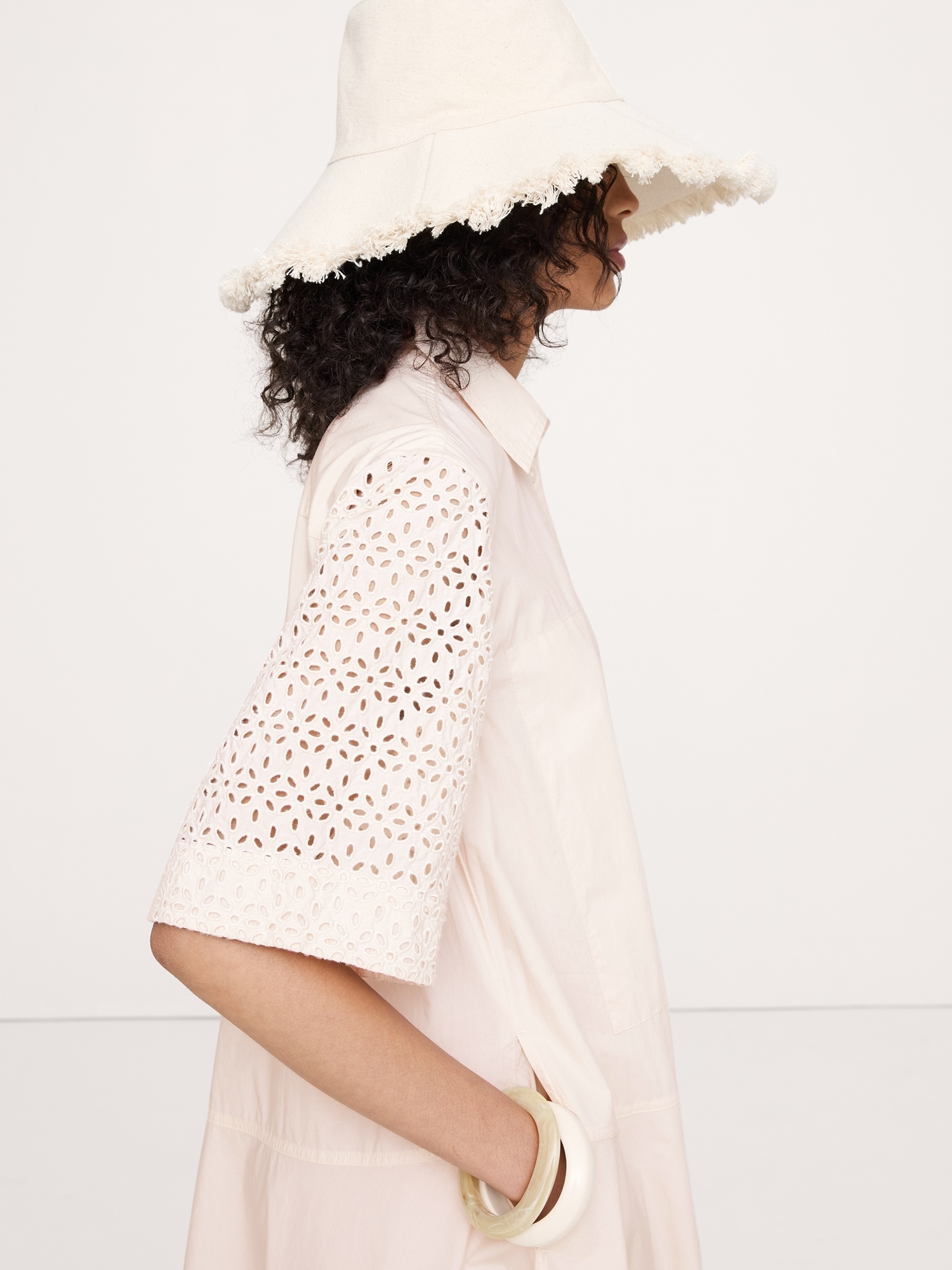 Image number 3 showing, Cotton Poplin Trapeze Maxi Shirt Dress