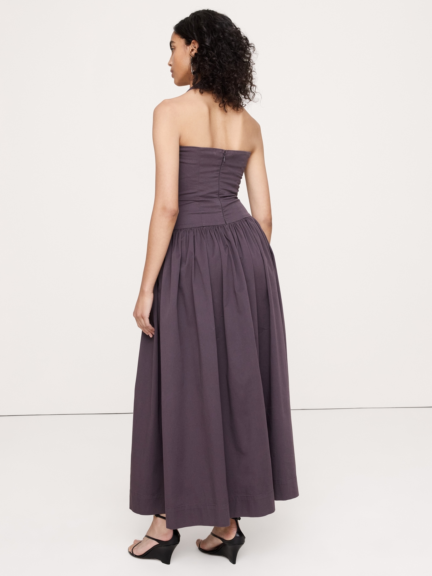 Image number 3 showing, Stretch-Cotton Halter Maxi Dress