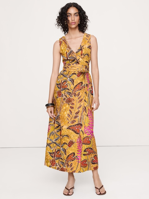 Linen Crossback Maxi Dress