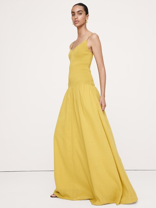 banana republic printed mesh maxi dress 817760002 yellow roses Summer Maxi Dress