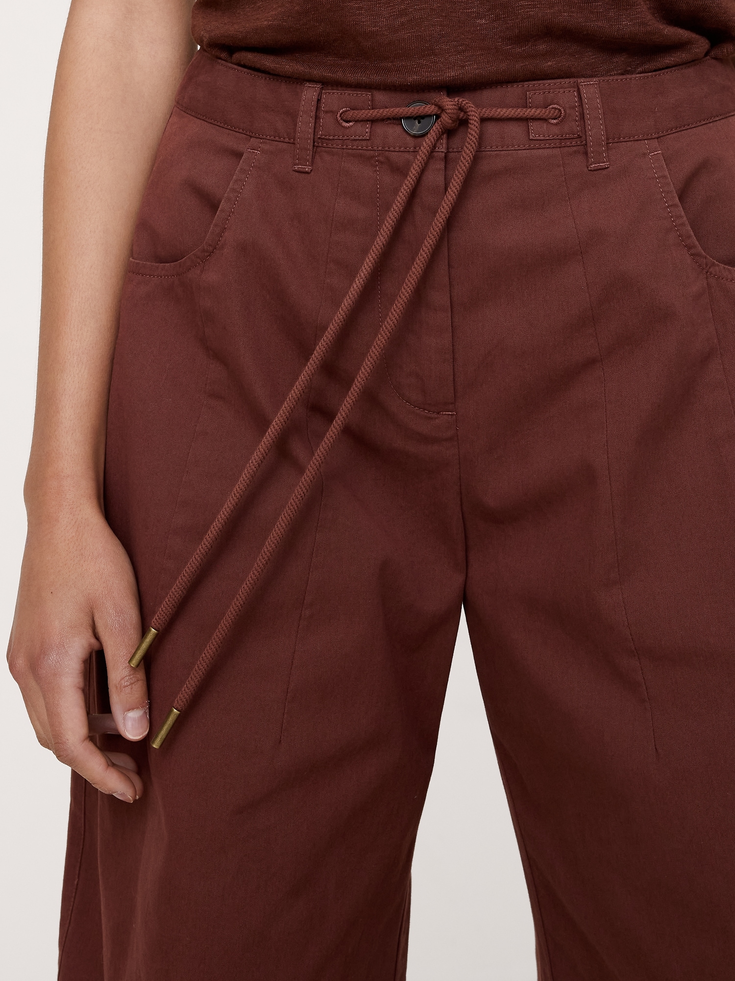 Image number 4 showing, Mid-Rise Barrel Cotton Poplin Pant