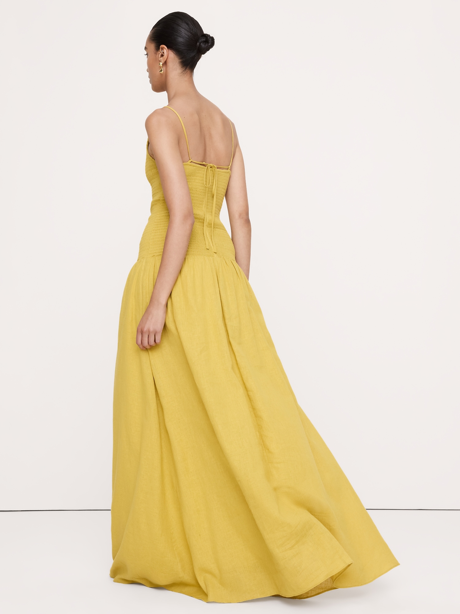 Image number 3 showing, Linen-Cotton Gauze Smocked Maxi Dress