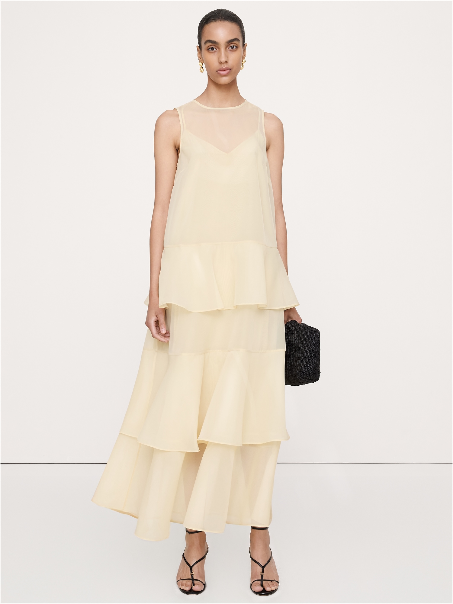 Image number 1 showing, Organza Tiered Maxi Dress