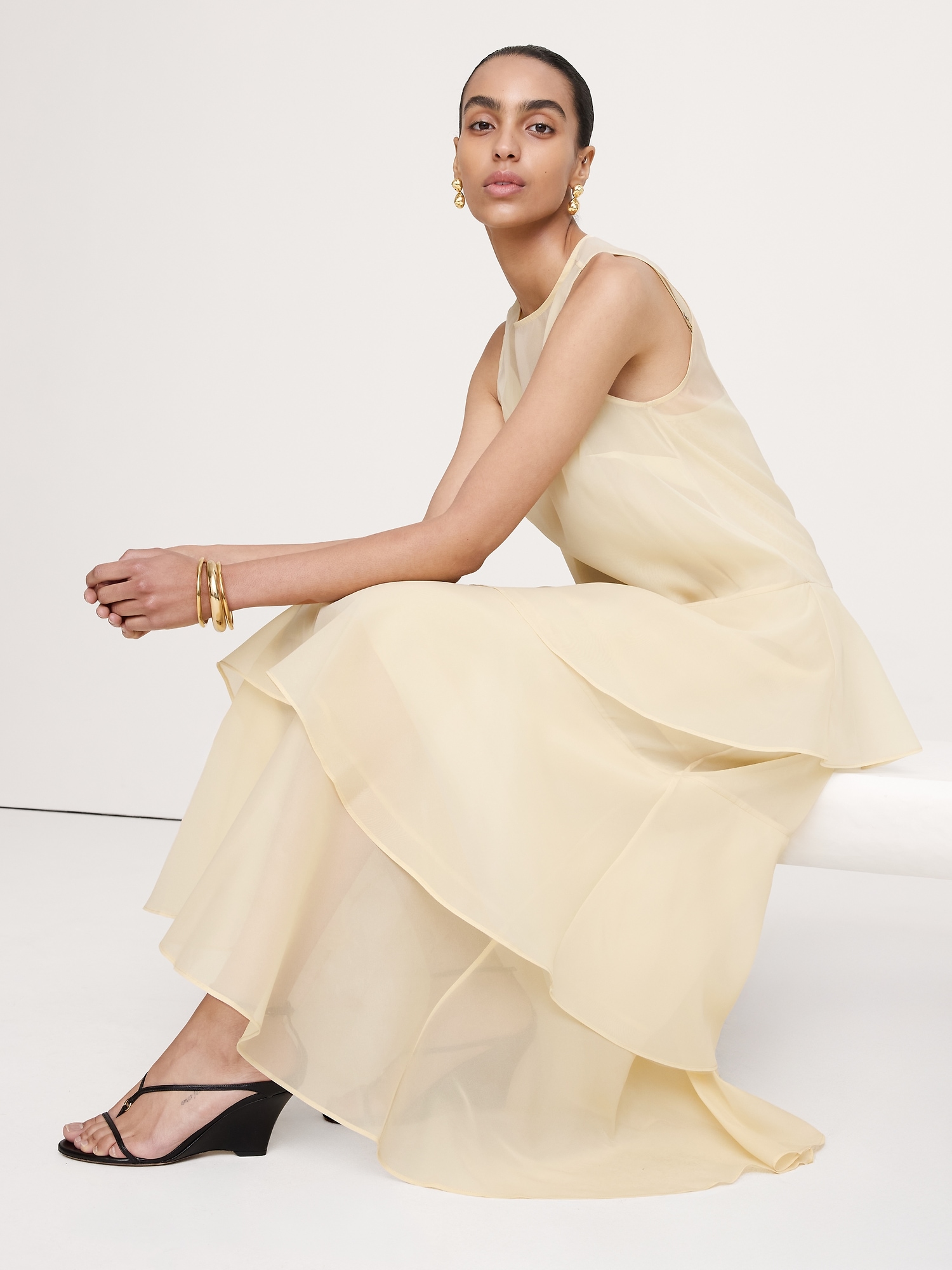 Image number 7 showing, Organza Tiered Maxi Dress