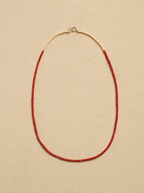 Archive Red And White Beaded Matinee Necklace