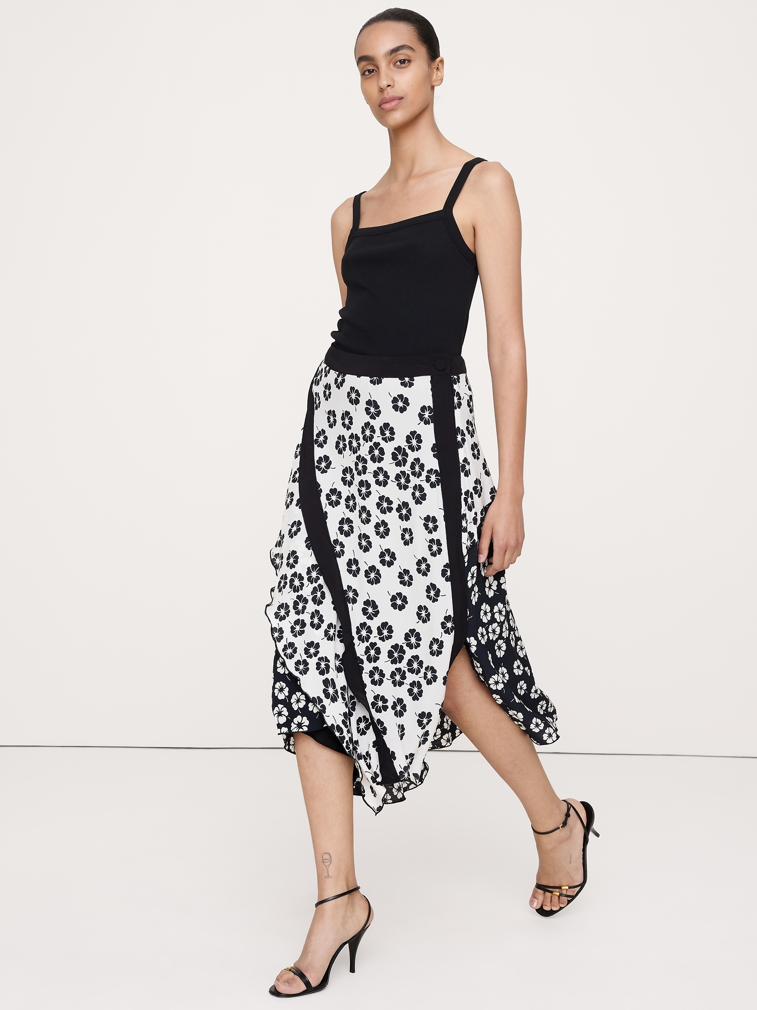 Image number 1 showing, Crepe Asymmetrical Wrap Midi Skirt