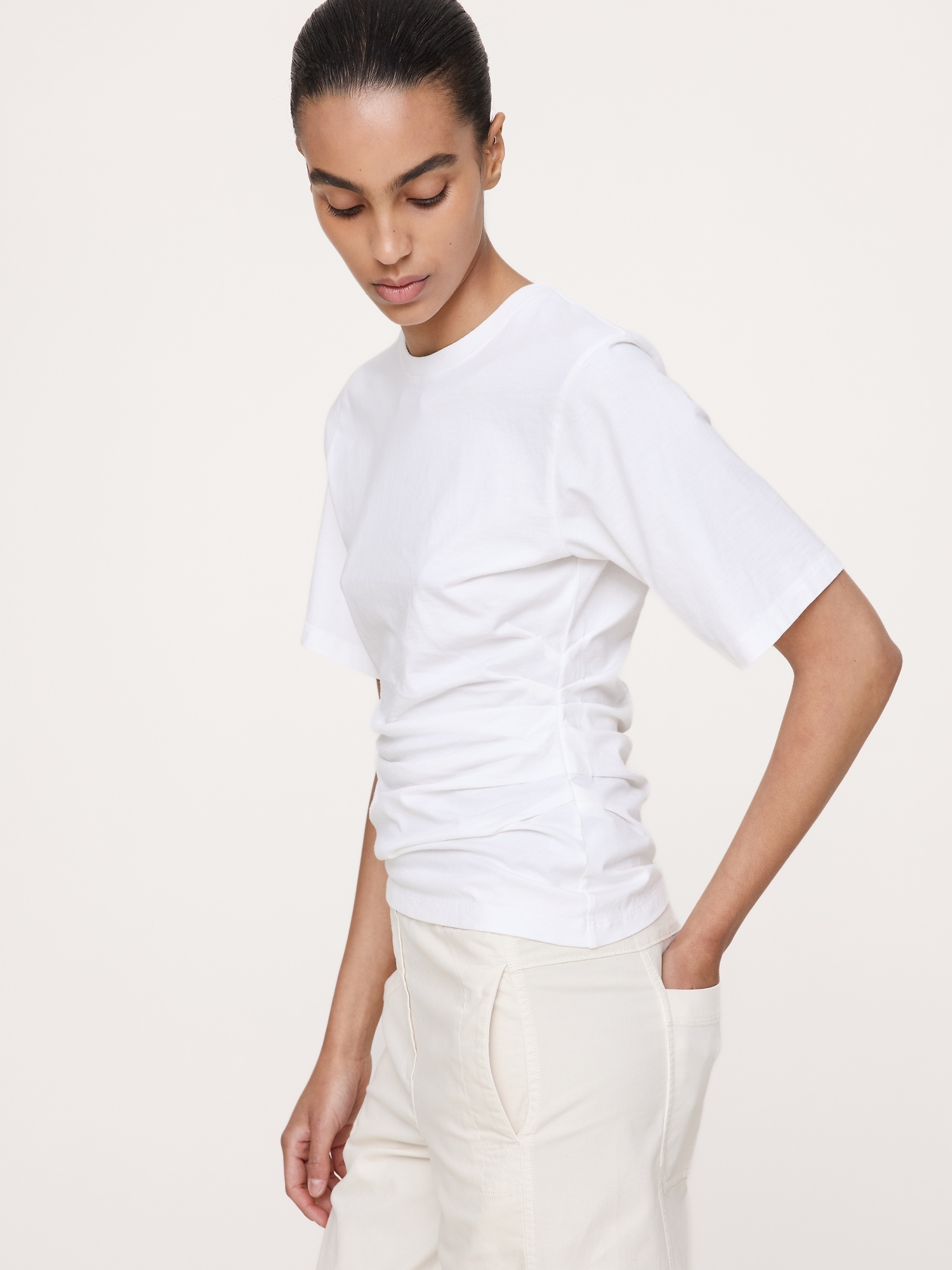Image number 3 showing, Vintage Cotton Ruched-Side T-Shirt