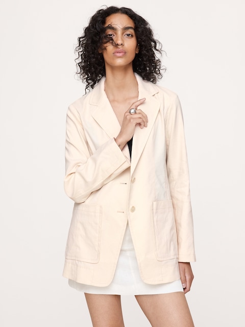Relaxed Stretch Linen-Viscose Blazer
