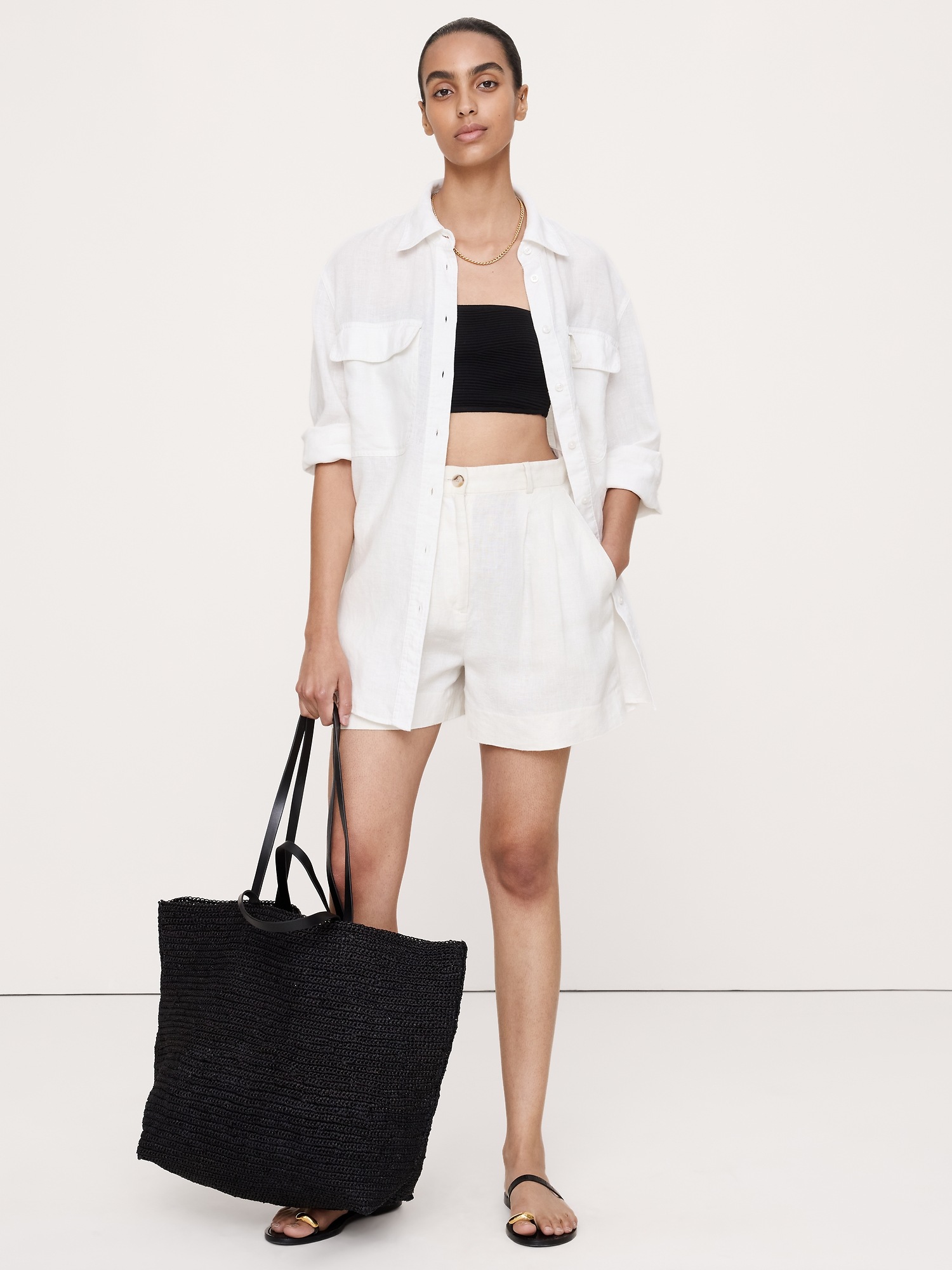 Женская сумка Banana Republic Raffia Straw Tote, цвет: Чёрный — фото 2
