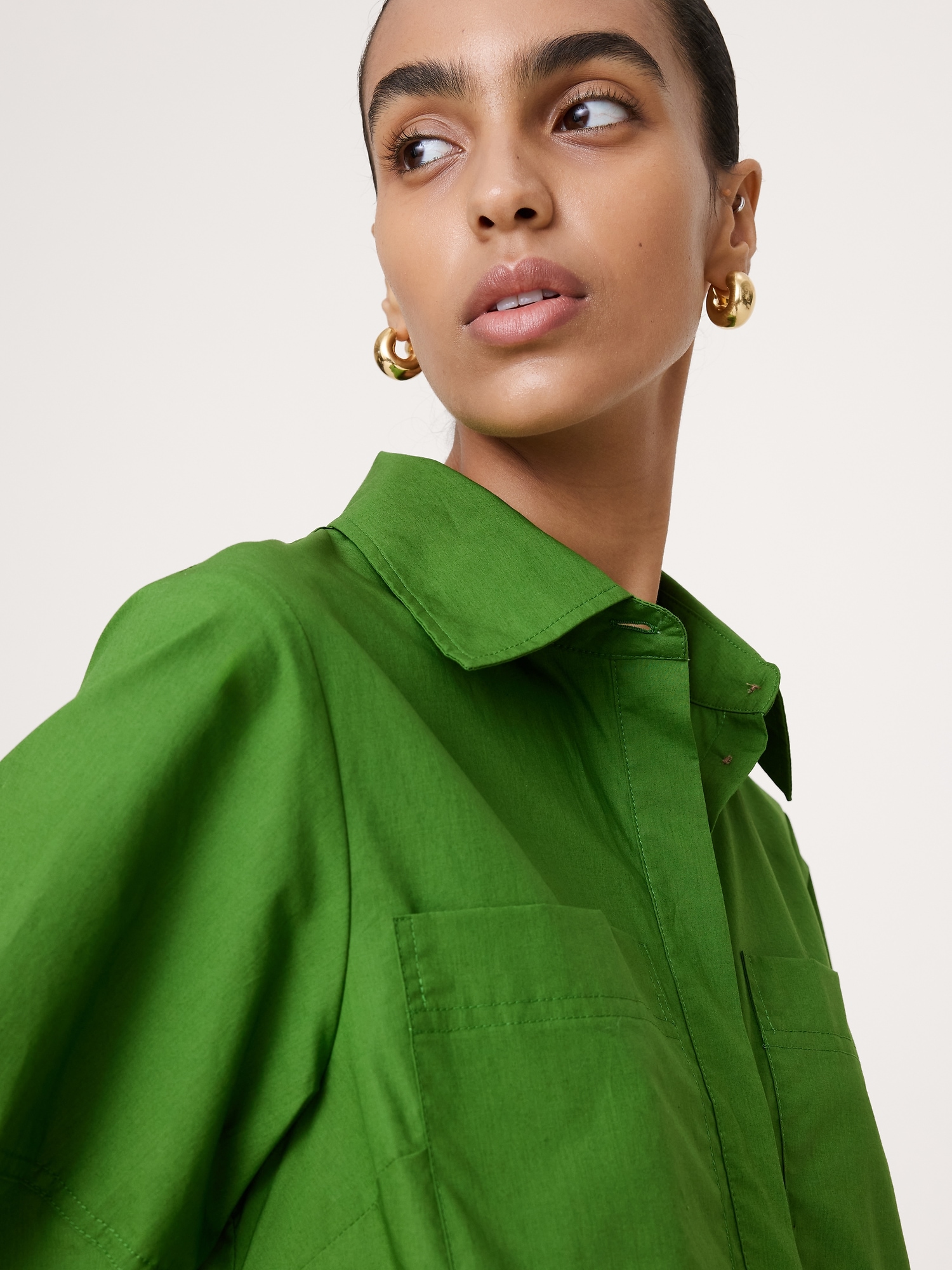 Image number 5 showing, Cotton Poplin Barrel Shirt Dress