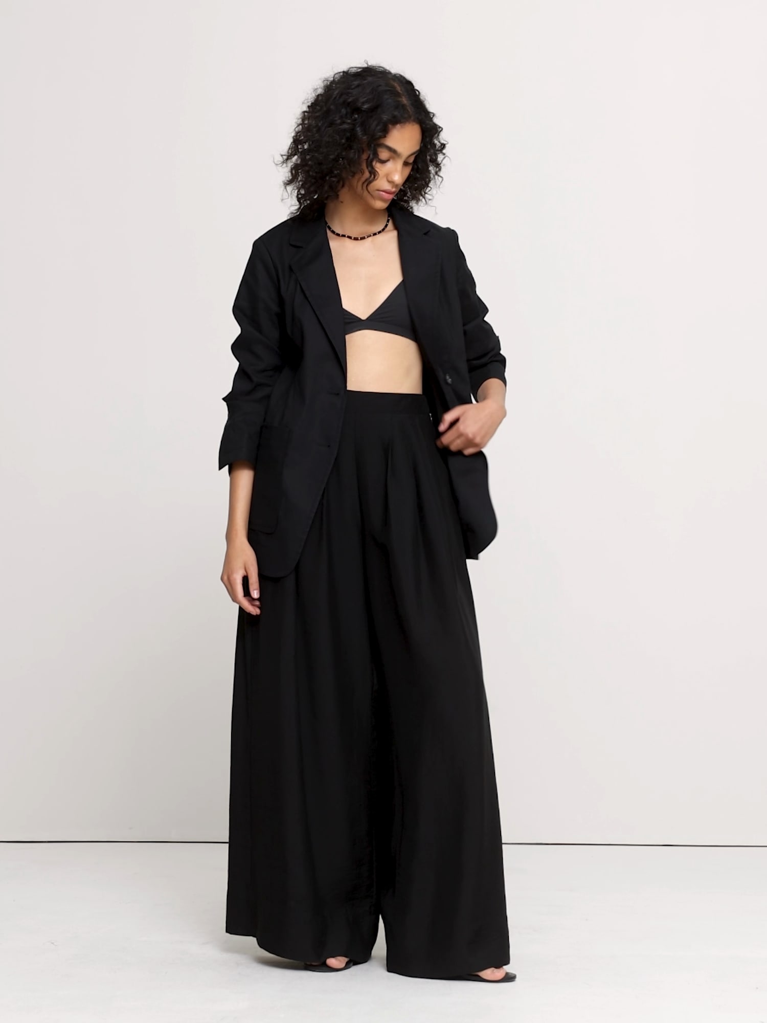 Relaxed Stretch Linen-Viscose Blazer - thumbnail 7