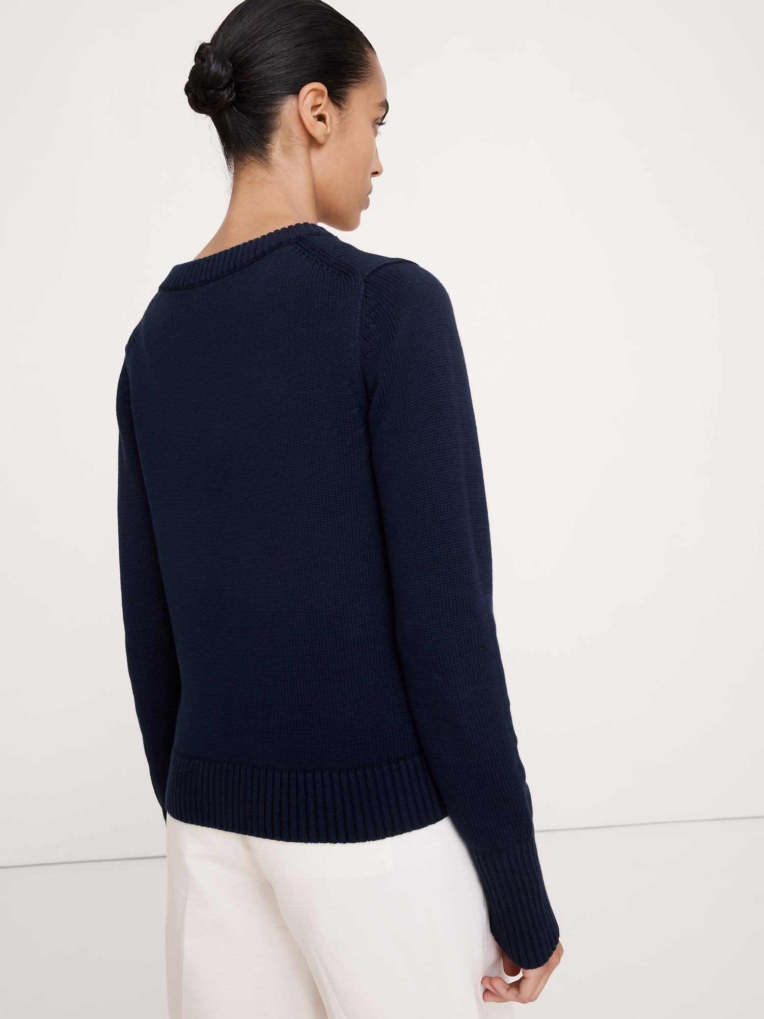 Larkspur Cotton-Silk V-Neck Sweater - thumbnail 4