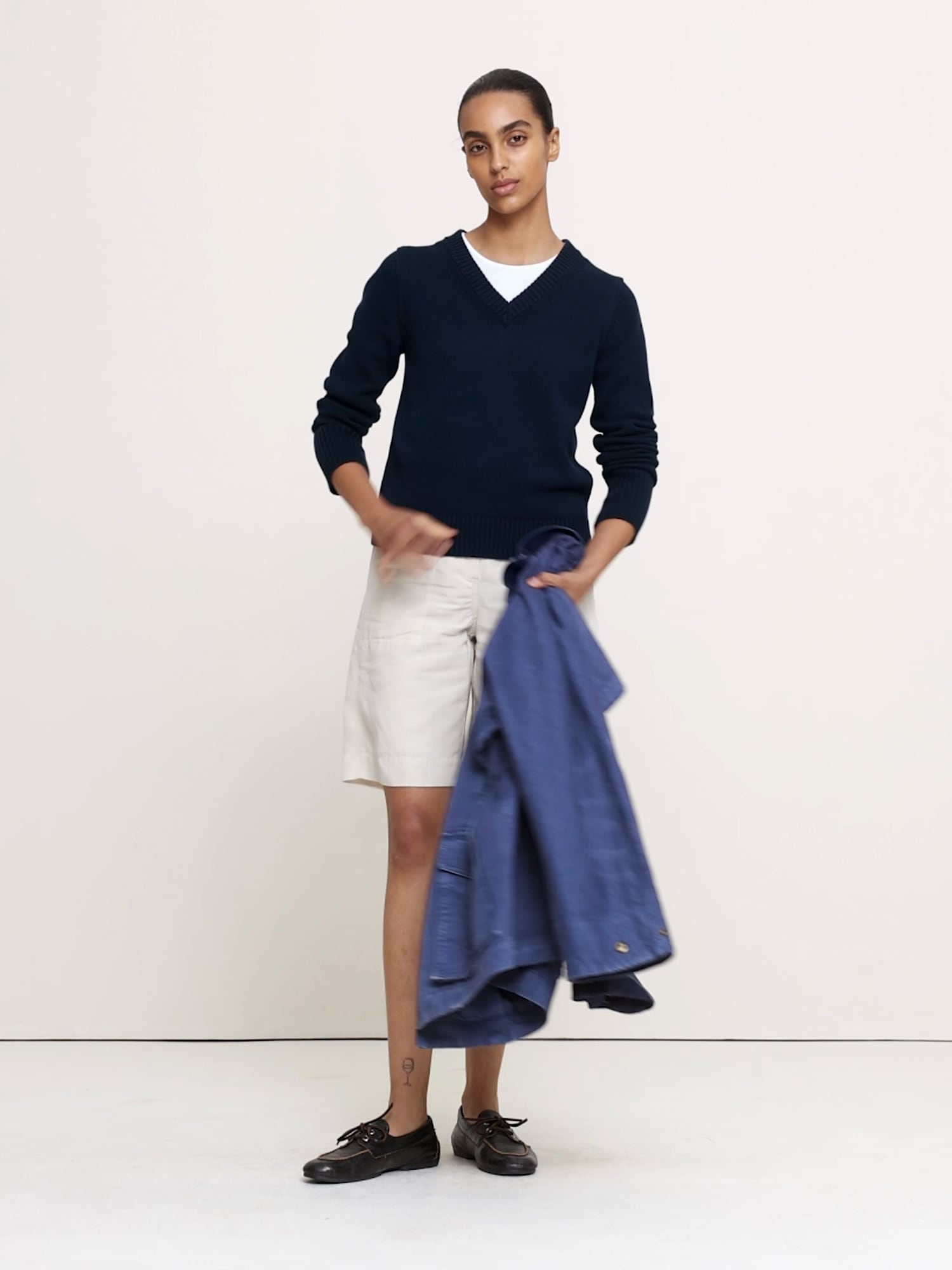 Larkspur Cotton-Silk V-Neck Sweater - thumbnail 6