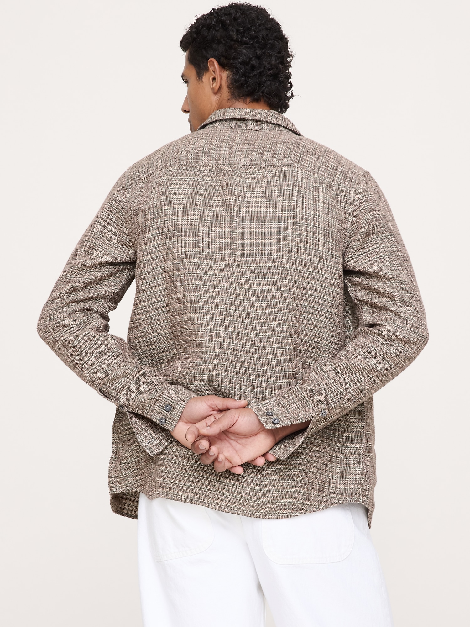 Мужская рубашка Banana Republic Standard-Fit Textured, цвет: Коричневый разноцветный — фото 2