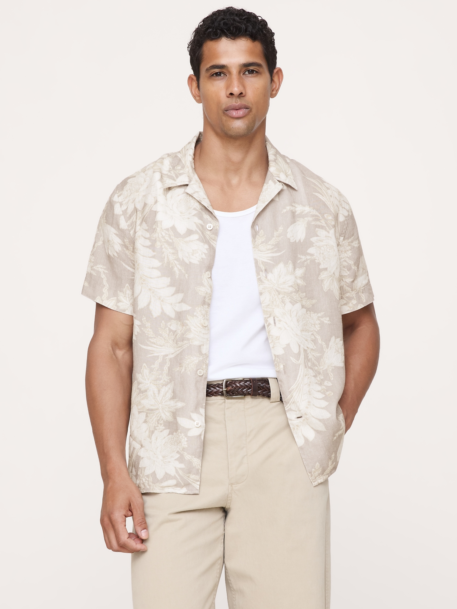 Image number 1 showing, Heritage Standard-Fit Linen Floral Resort Shirt