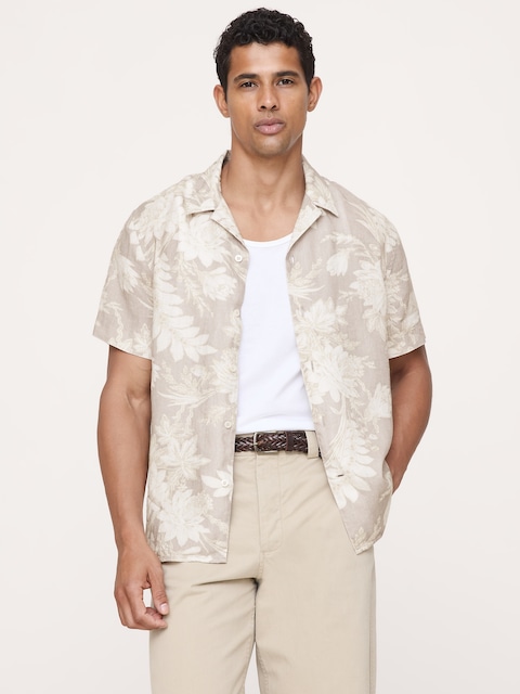 Heritage Standard-Fit Linen Floral Resort Shirt