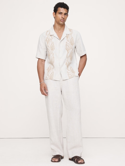 Relaxed-Fit Embroidered Linen Resort Shirt