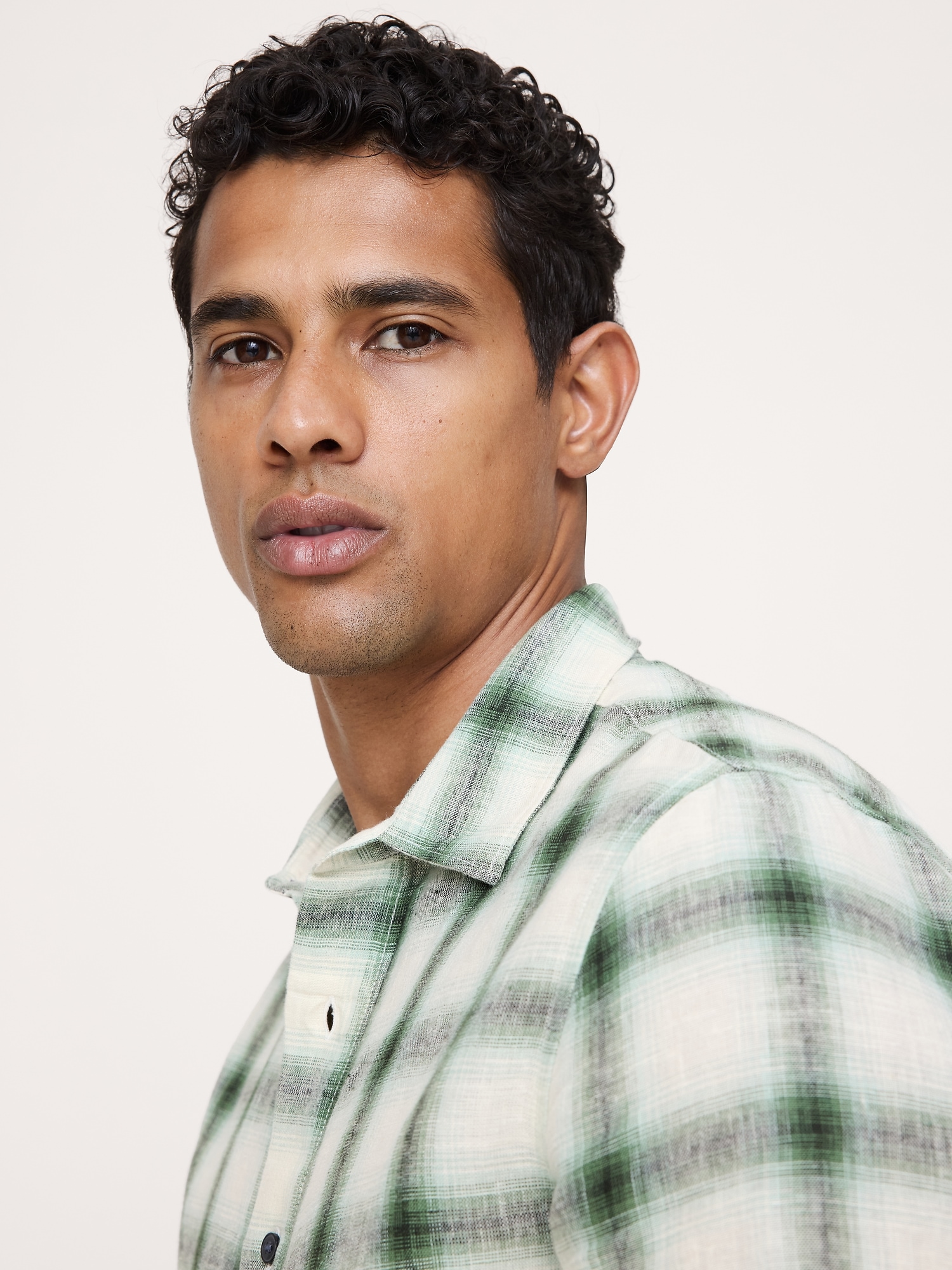 Image number 4 showing, Standard-Fit Plaid Linen-Cotton Shirt