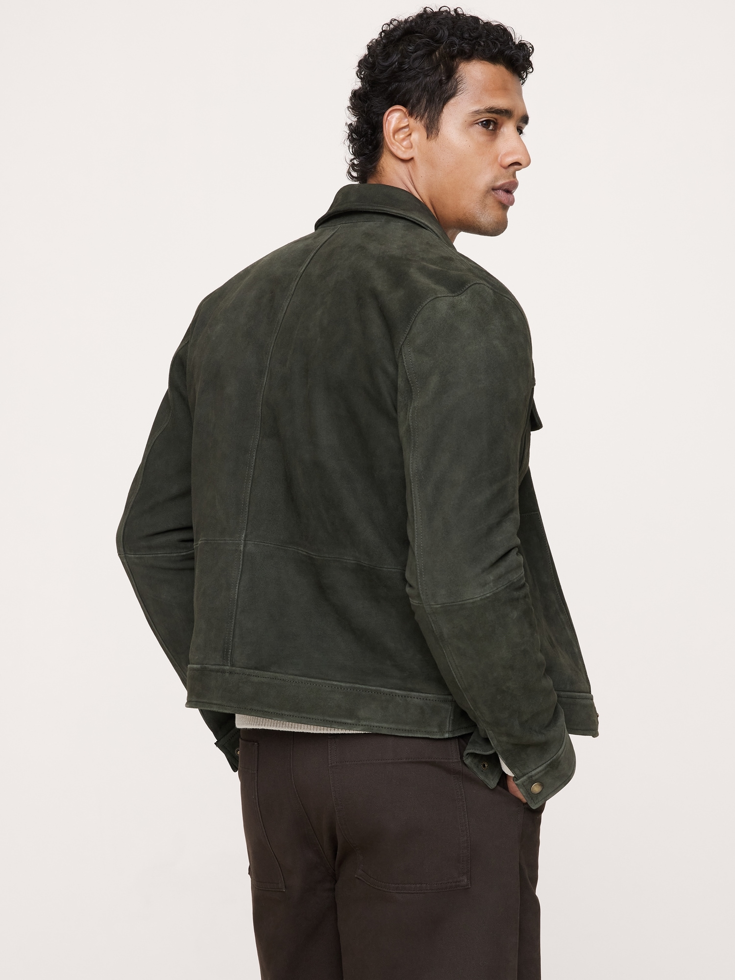 Image number 3 showing, Suede Trucker Jacket
