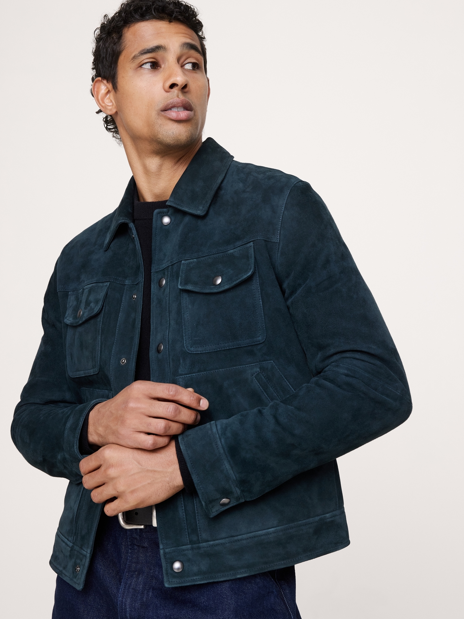 Image number 4 showing, Suede Trucker Jacket
