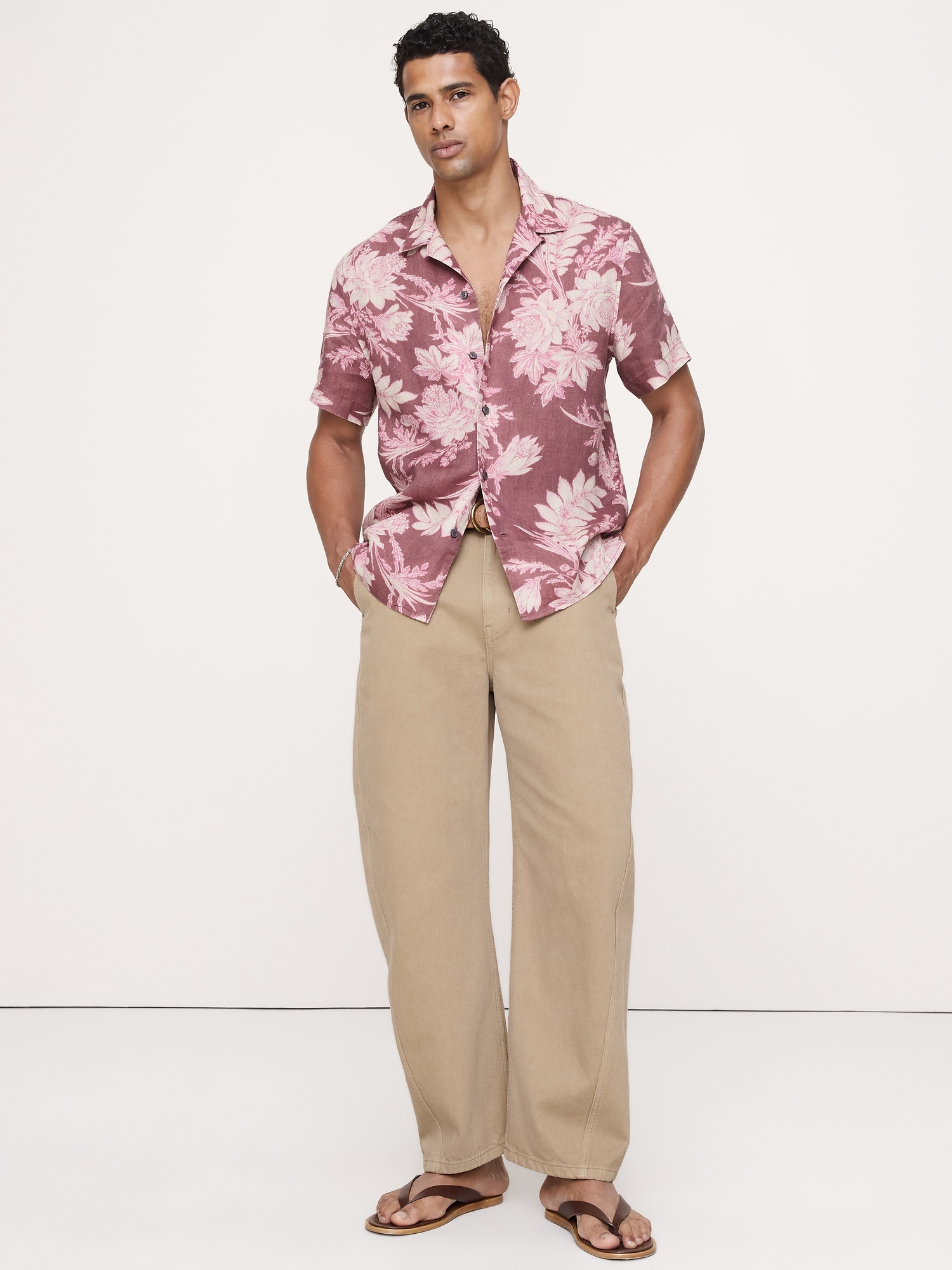 Image number 1 showing, Heritage Standard-Fit Linen Floral Resort Shirt
