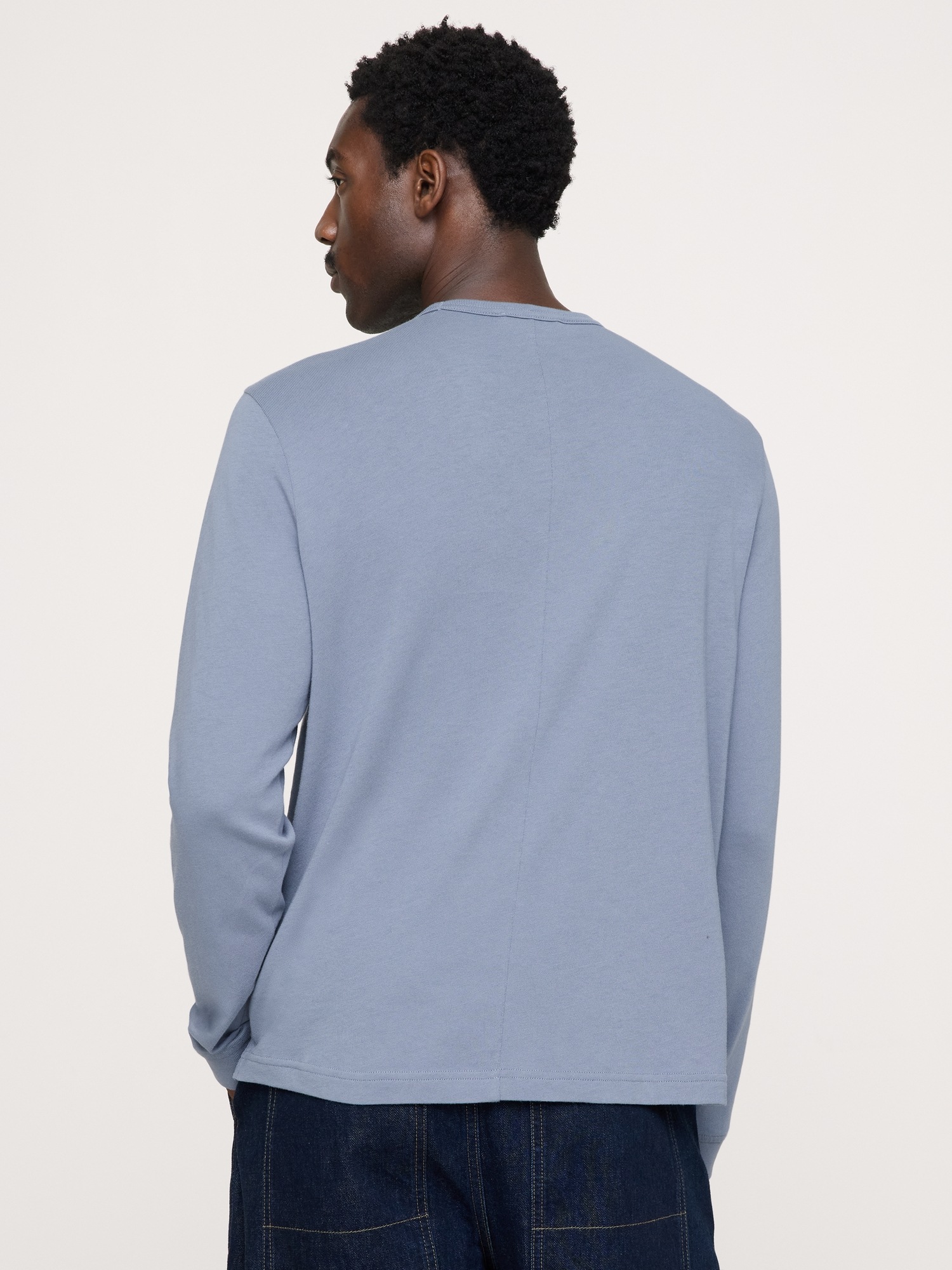Мужская футболка Banana Republic Cotton Jersey Long-Sleeve T-Shirt, цвет: Синий — фото 2