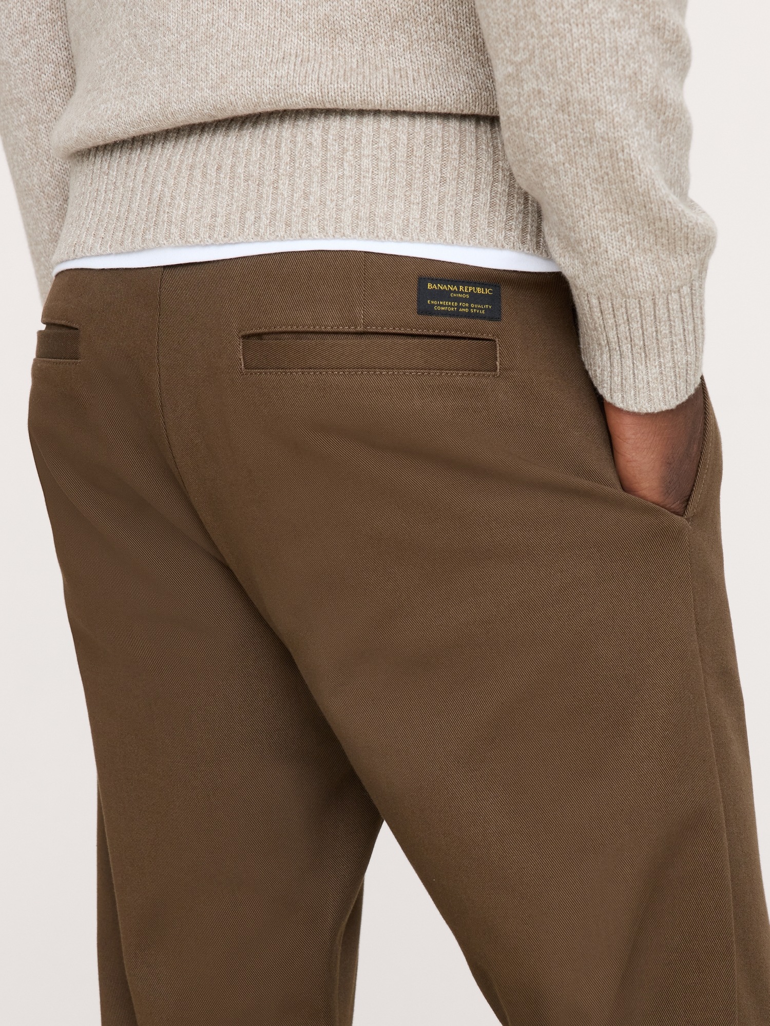 Мужские брюки Banana Republic Slim Italian-Stretch Chino, цвет: Коричневый — фото 3