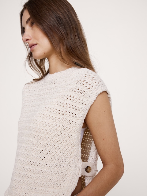 Open Side-Button Sweater Vest