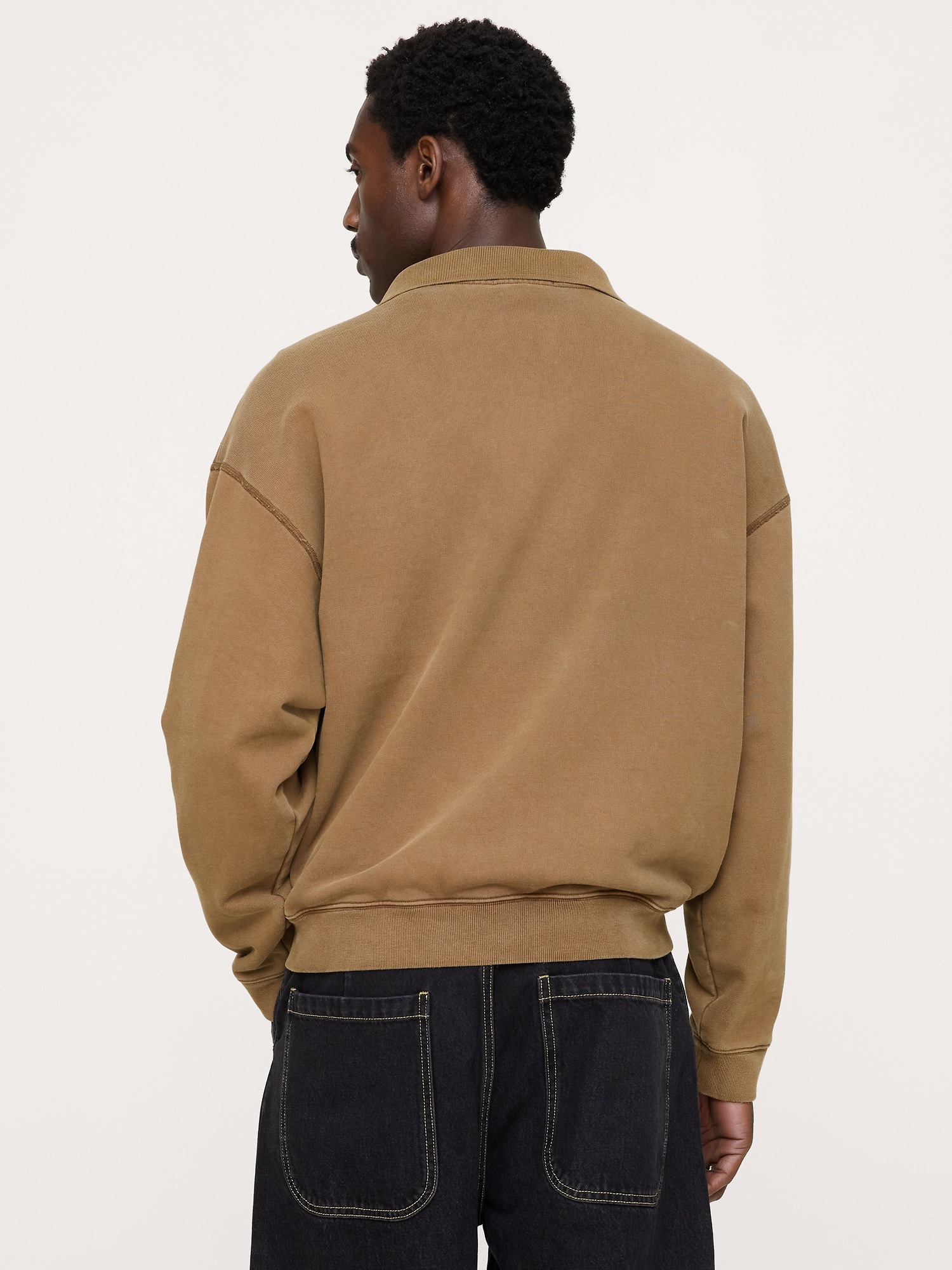 Мужское поло Banana Republic French Terry Popover Polo, цвет: Коричневый — фото 2