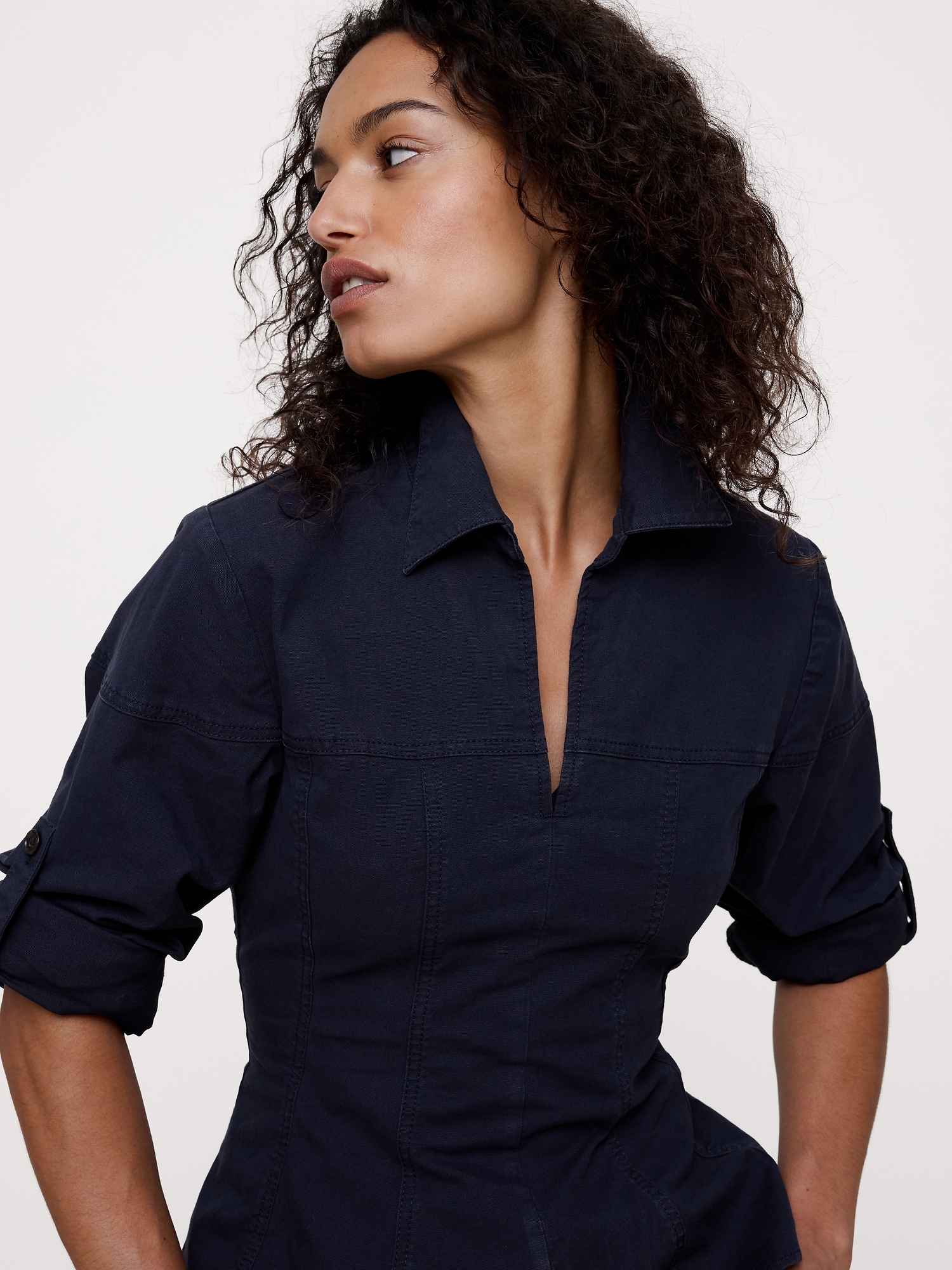Image number 6 showing, Stretch-Cotton Pleated-Waist Top