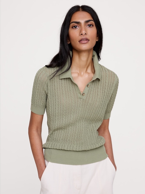 Crinkle Knit Polo