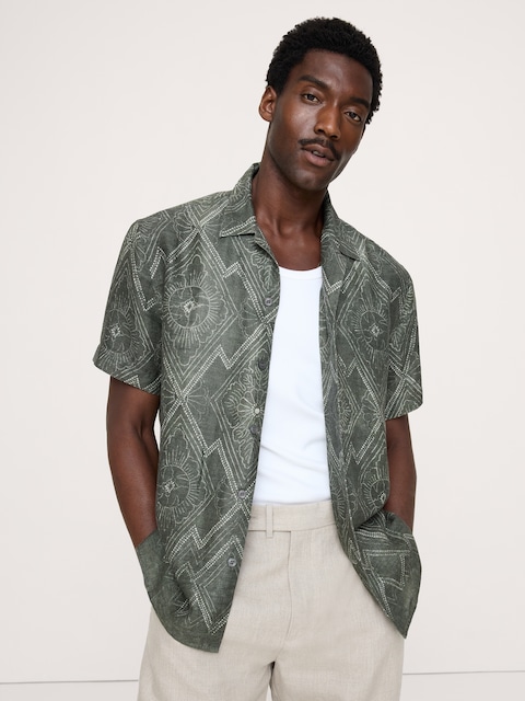 Standard-Fit Linen Resort Shirt