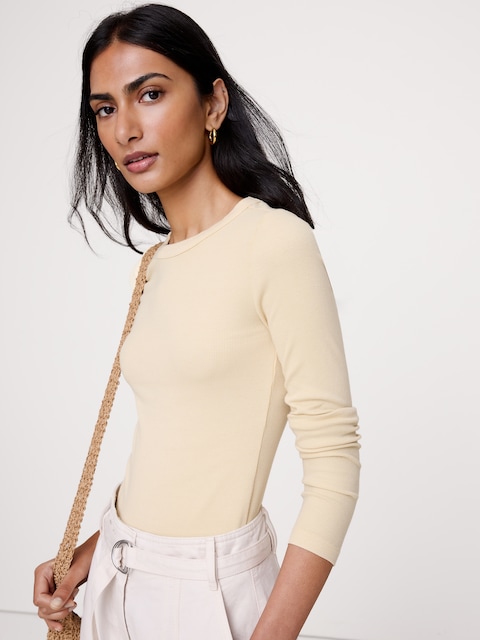 Ribbed Crew-Neck T-Shirt