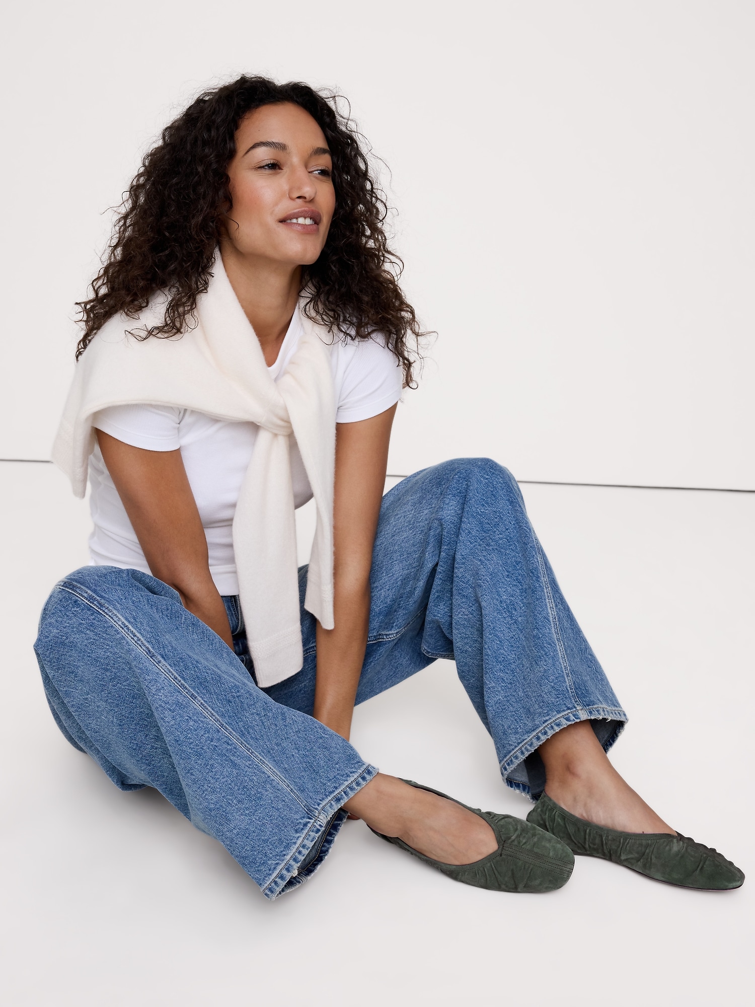 Image number 2 showing, Ruched Suede Ballet Flat