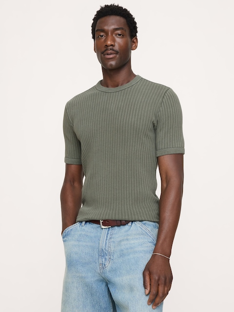 Ribbed Stretch-Cotton Crew-Neck T-Shirt