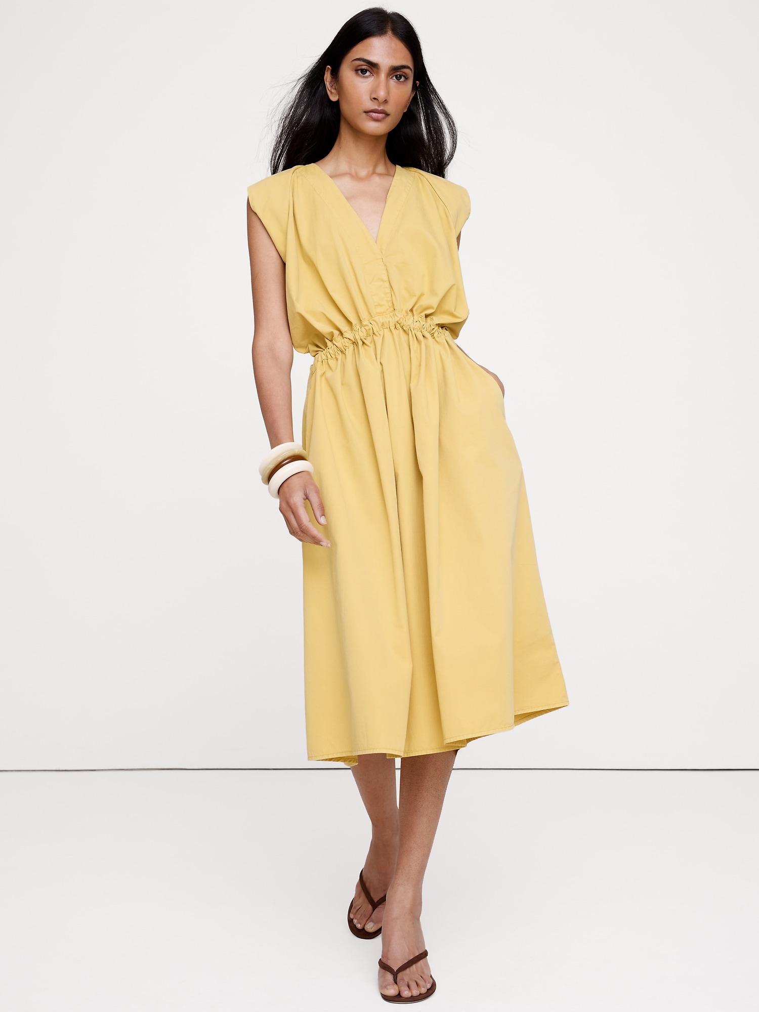 Image number 1 showing, Cotton Twill Cinch-Waist Dress