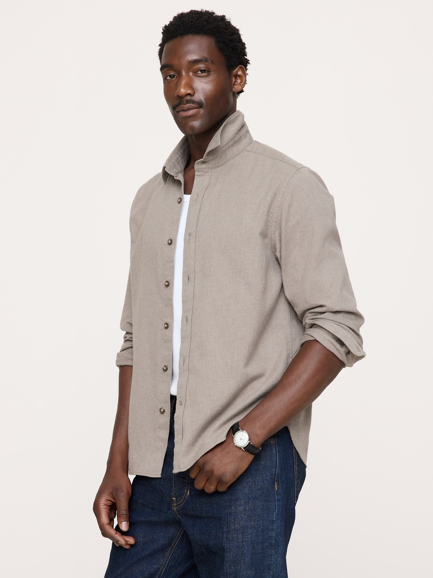 Standard-Fit Lightweight Brushed Flannel Shirt - thumbnail 2