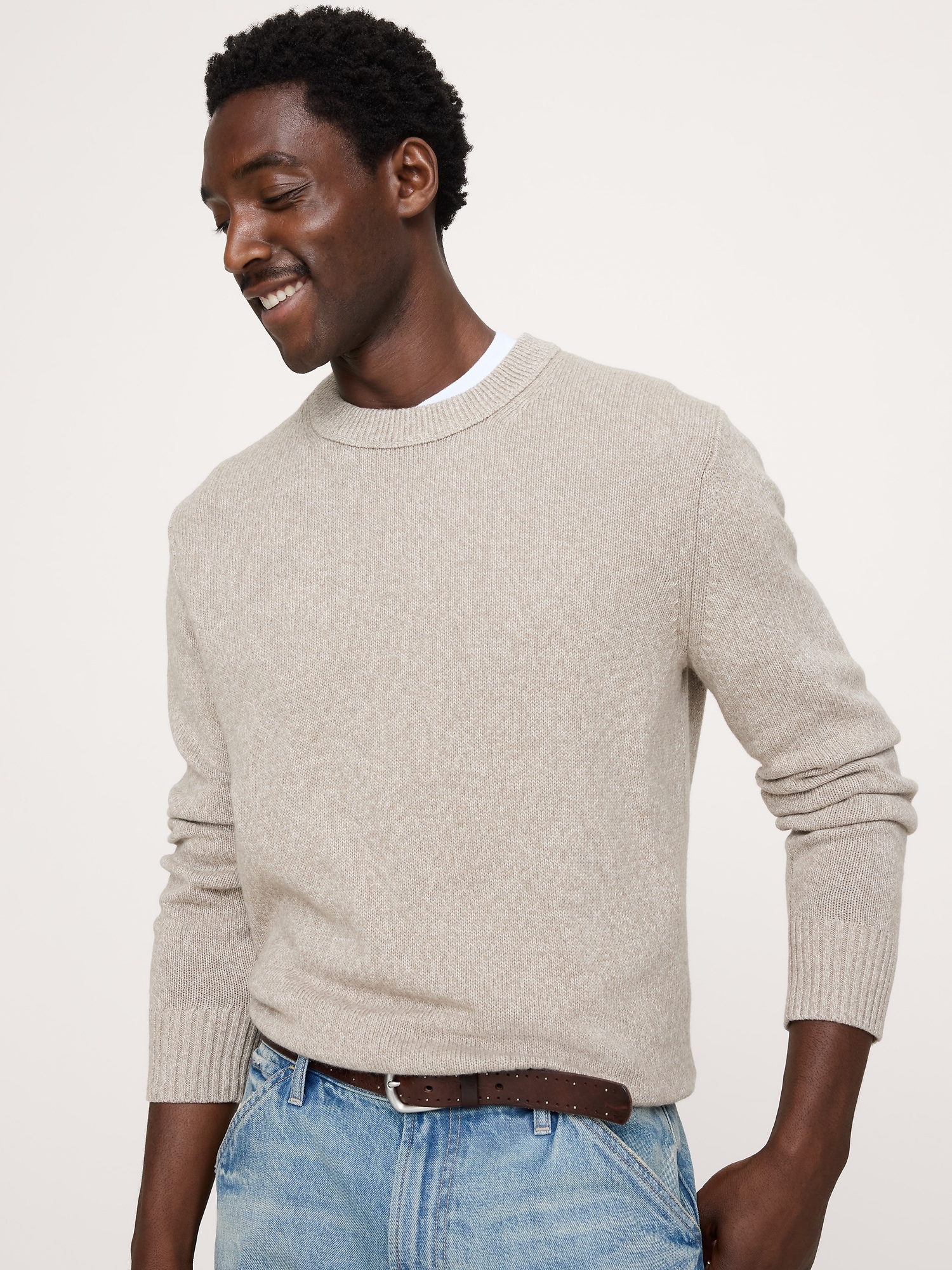 Marled Italian Cotton-Cashmere Crew-Neck Sweater - thumbnail 7