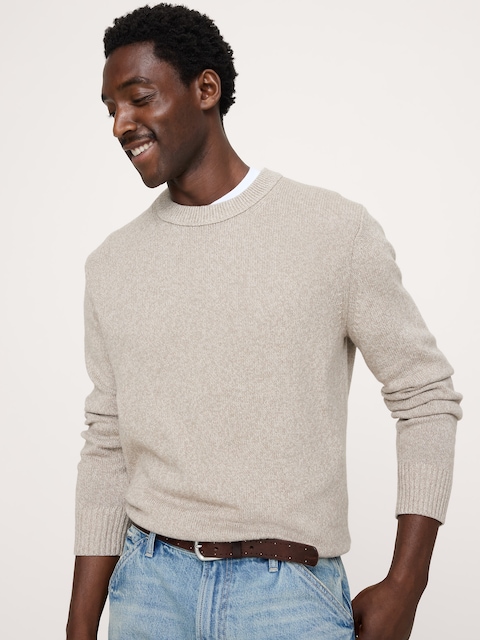 Marled Cotton-Cashmere Crew-Neck Sweater