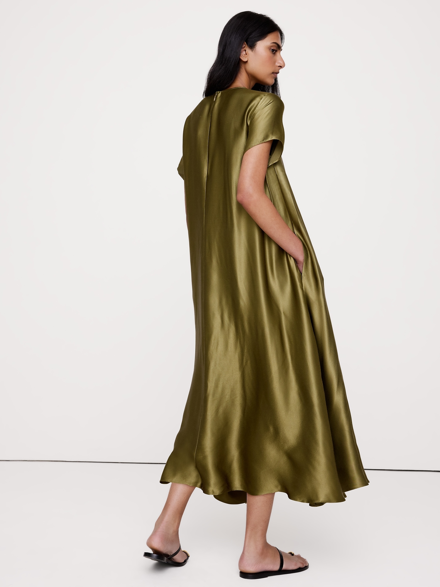 Image number 3 showing, Italian Satin Trapeze Dress