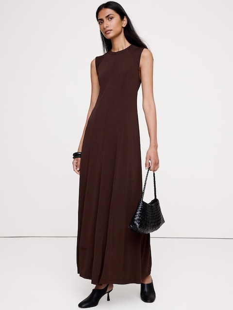 Matte Jersey Paneled Maxi Dress