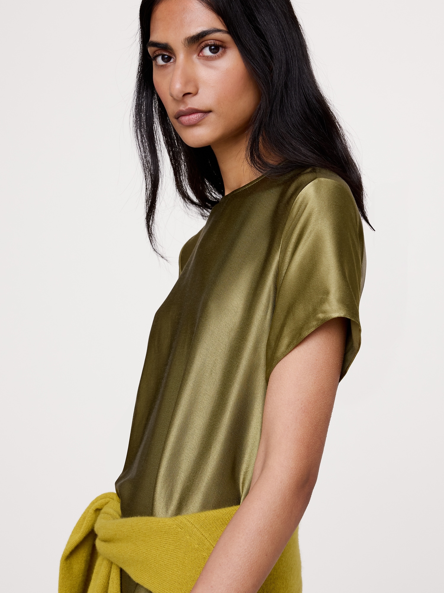 Image number 4 showing, Italian Satin Trapeze Dress